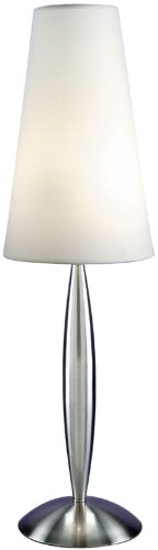 Revolution Table Lamp in Polished Steel and Off white Shade